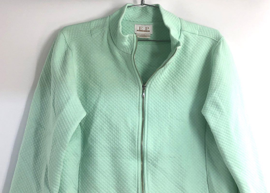 EP Pro Women's Mint Green Quilted Full Zip Golf Mock Neck Jacket Sz M