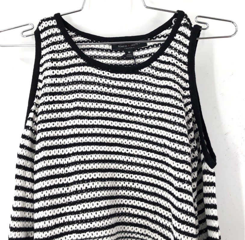 NWT Romeo + Juliet Women's Black White Striped Cotton Sweater - Size M