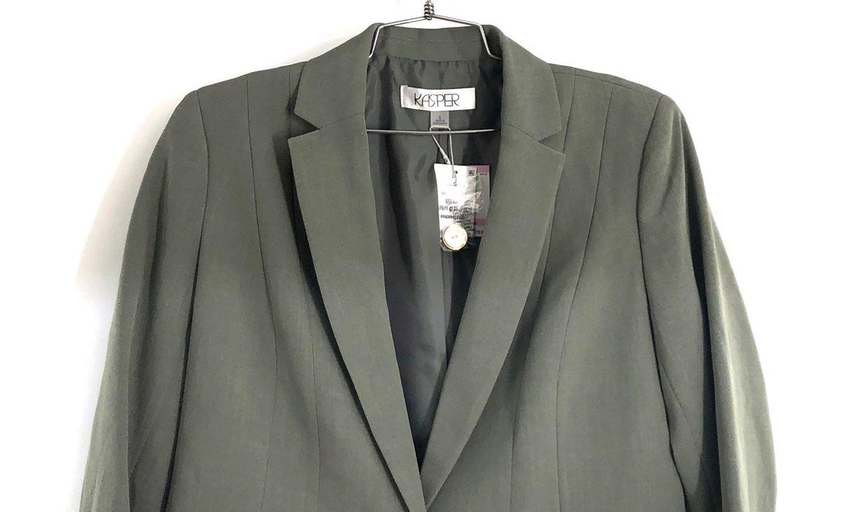 Kasper Women's Dark Sea Stone One Button Tailored Blazer NWT Sz 6