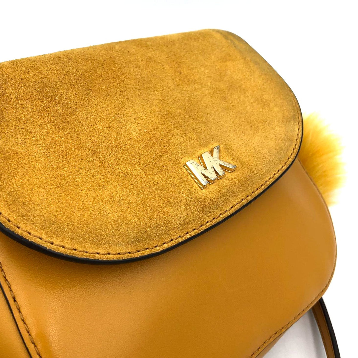 Authentic Michael Kors Women&#39;s Yellow Suede Leather Crossbody Bag - COA Included