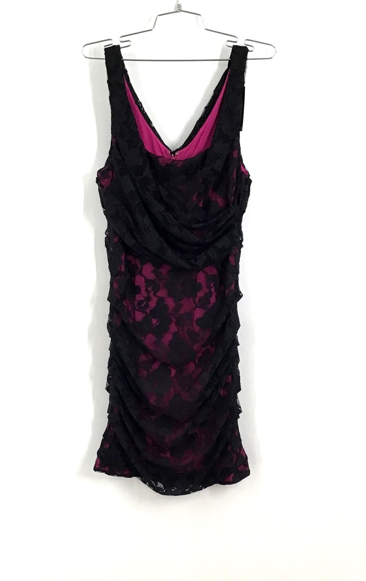 NWT Express Women&#39;s Black Pink Floral Lace Mini Dress - Size 10