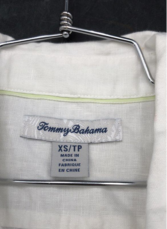 Tommy Bahama Women's White Lime Green Ombre Linen Button Down Shirt Sz XS