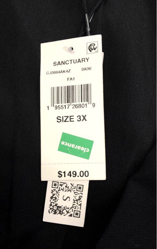 Sanctuary Women's Black Notch Lapel Single Button Vest Sz 3X NWT