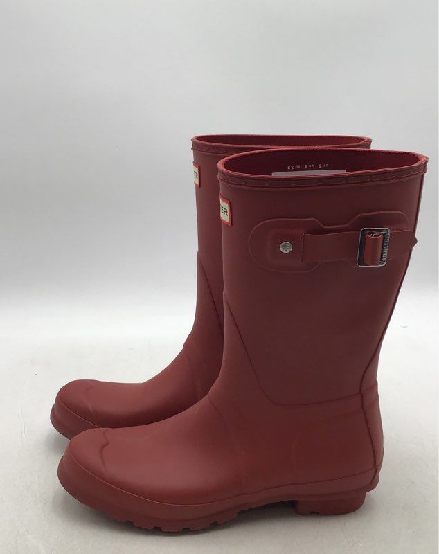 Hunter Women&#39;s Red Mid-Calf Pull On Rain Boots - Size 8