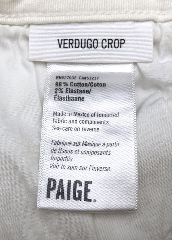 Paige Women's White Verdugo Crop Raw Hem Skinny Stretch Jeans Size 25