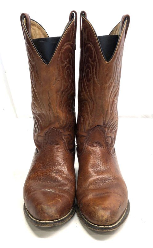 Vintage Tony Lama Cognac Brown Leather Western Cowboy Boots Men's Size 10C