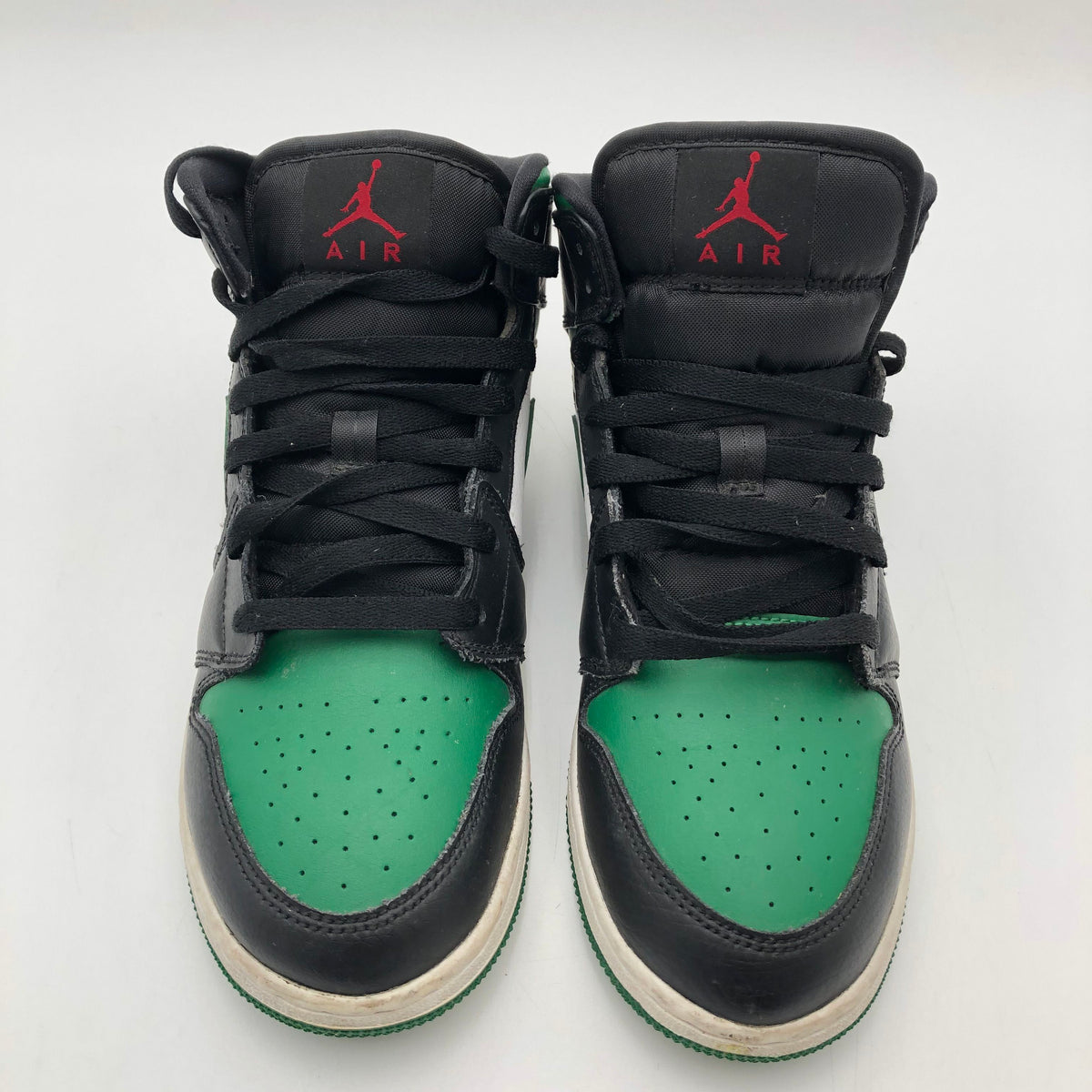 Nike Air Jordan 1 Mid Black Pine Green White GS Sneakers Size 7Y COA