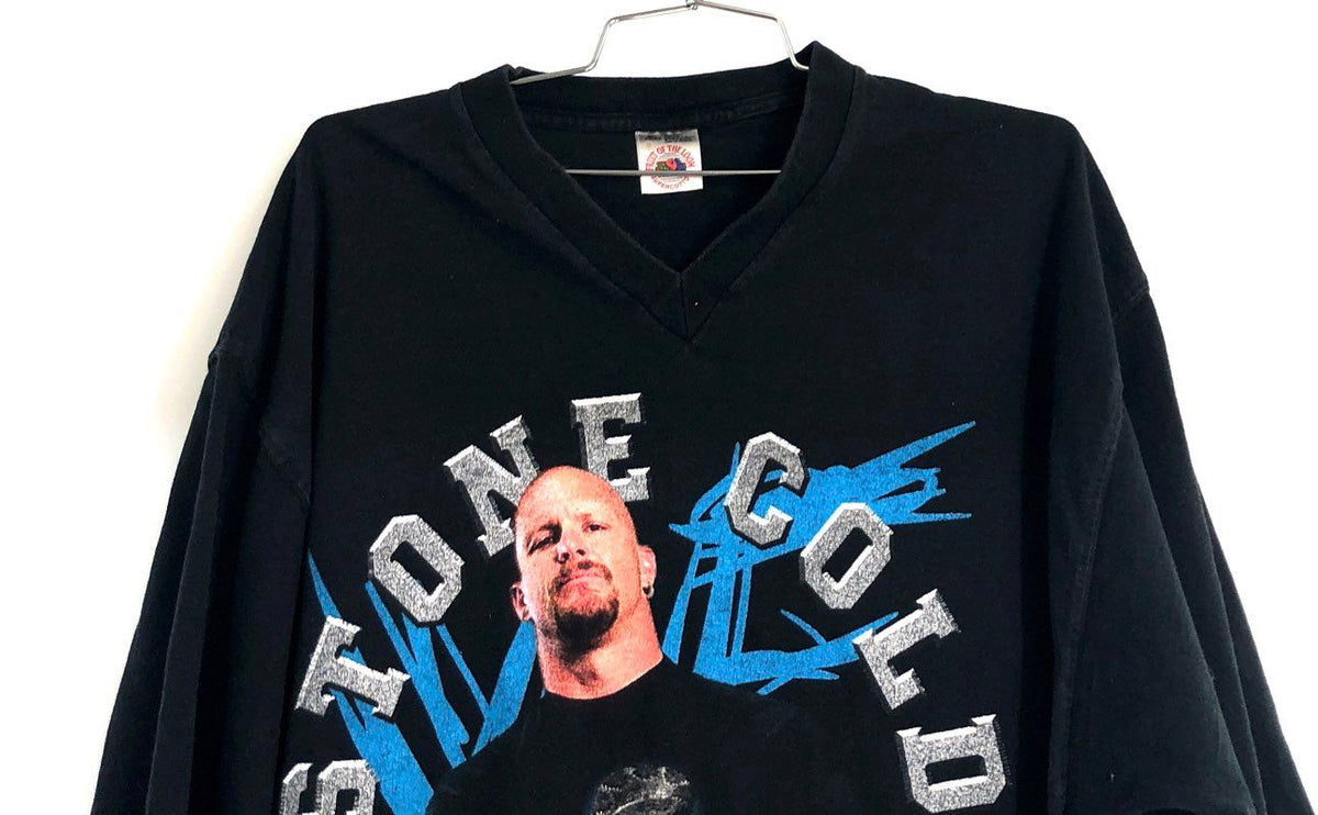 Vintage 1998 Stone Cold Steve Austin WWF Texas Rattlesnake V-Neck Shirt Sz M/L