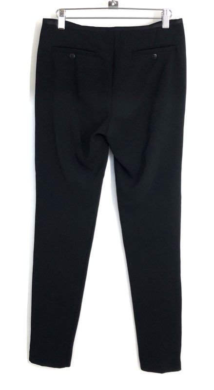 Trina Turk Women's Black Satin Trim Side Zip Ankle Zipper Tapered Pants Sz 2
