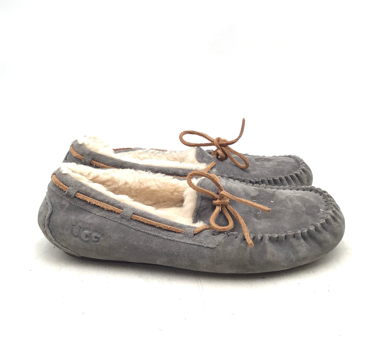 UGG Women&#39;s Gray Moccasin Slippers - Size 10