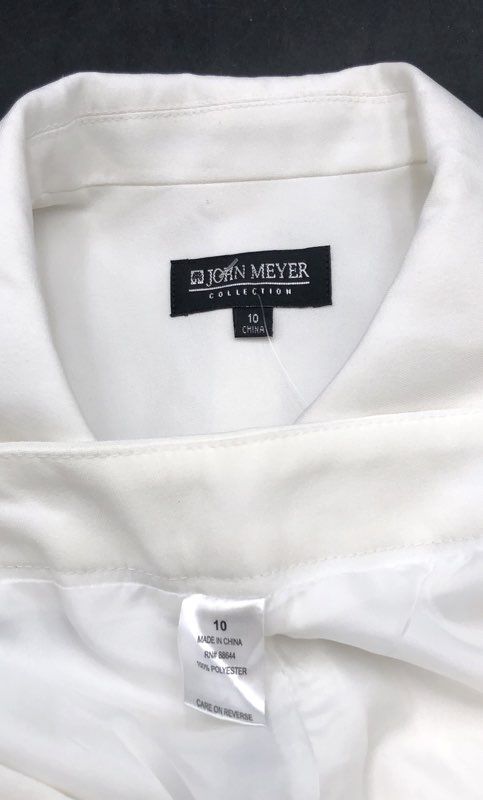 John Meyer Women's 2-Piece Pant Suit White Black Contrast Trim NWT Sz 10