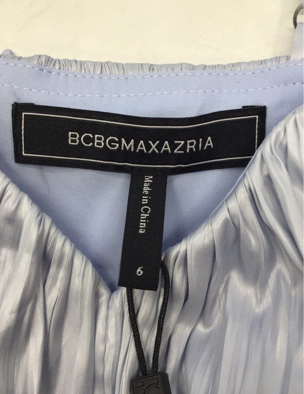 BCBGMAXAZRIA Women's Light Blue Pleated High-Low Cocktail Dress Sz 6 NWT