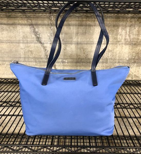 Kate Spade Robin's Egg Blue Nylon Hayden' Tote Bag w\ Blue Leather Trim (+COA)