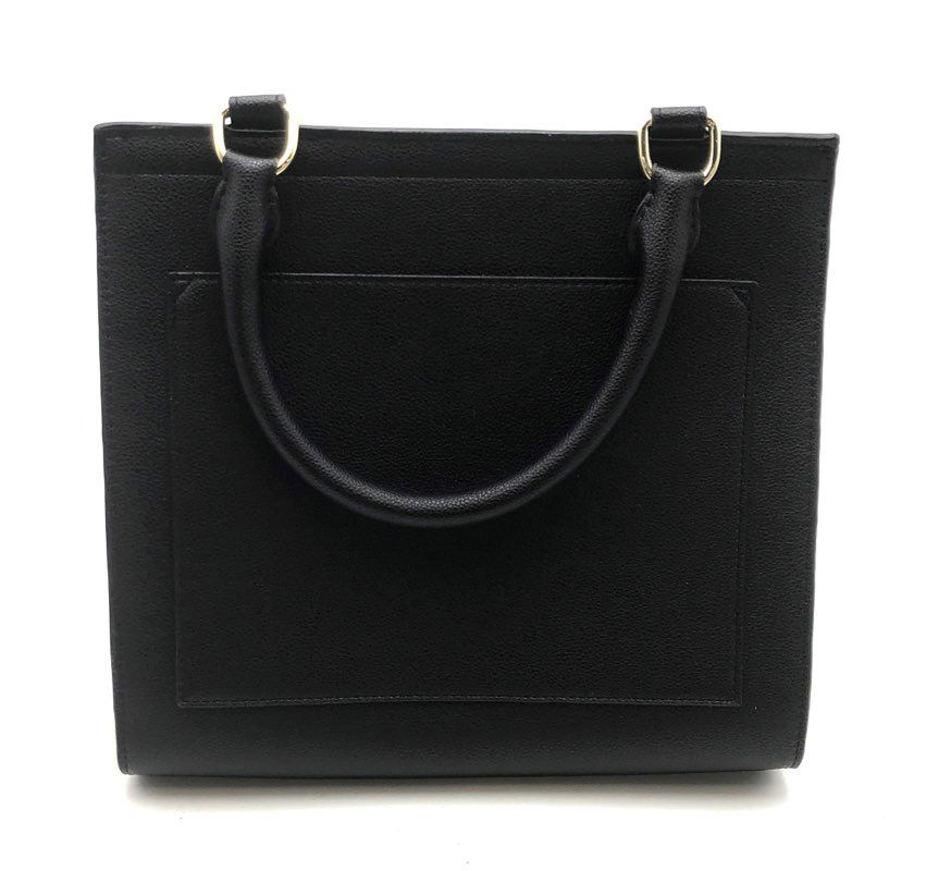 Modern Picnic Black Pebbled Vegan Leather Large Luncher Insulated Lunch Bag