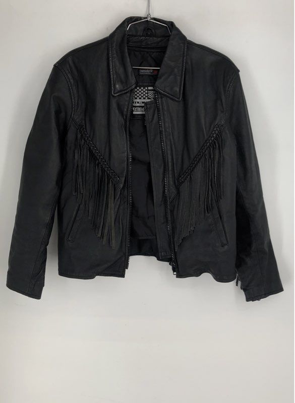Extreme Men's Black Leather Biker Jacket - Size S