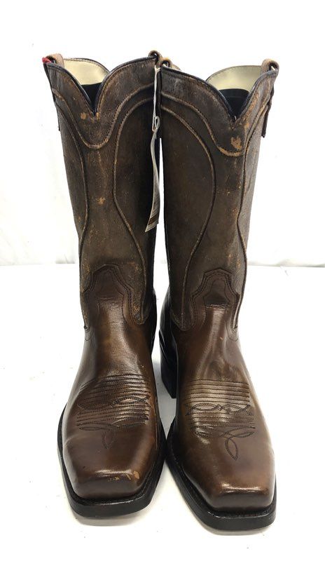 Vintage Dingo Brown Leather Square Toe Western Cowboy Boots Men's Size 11D