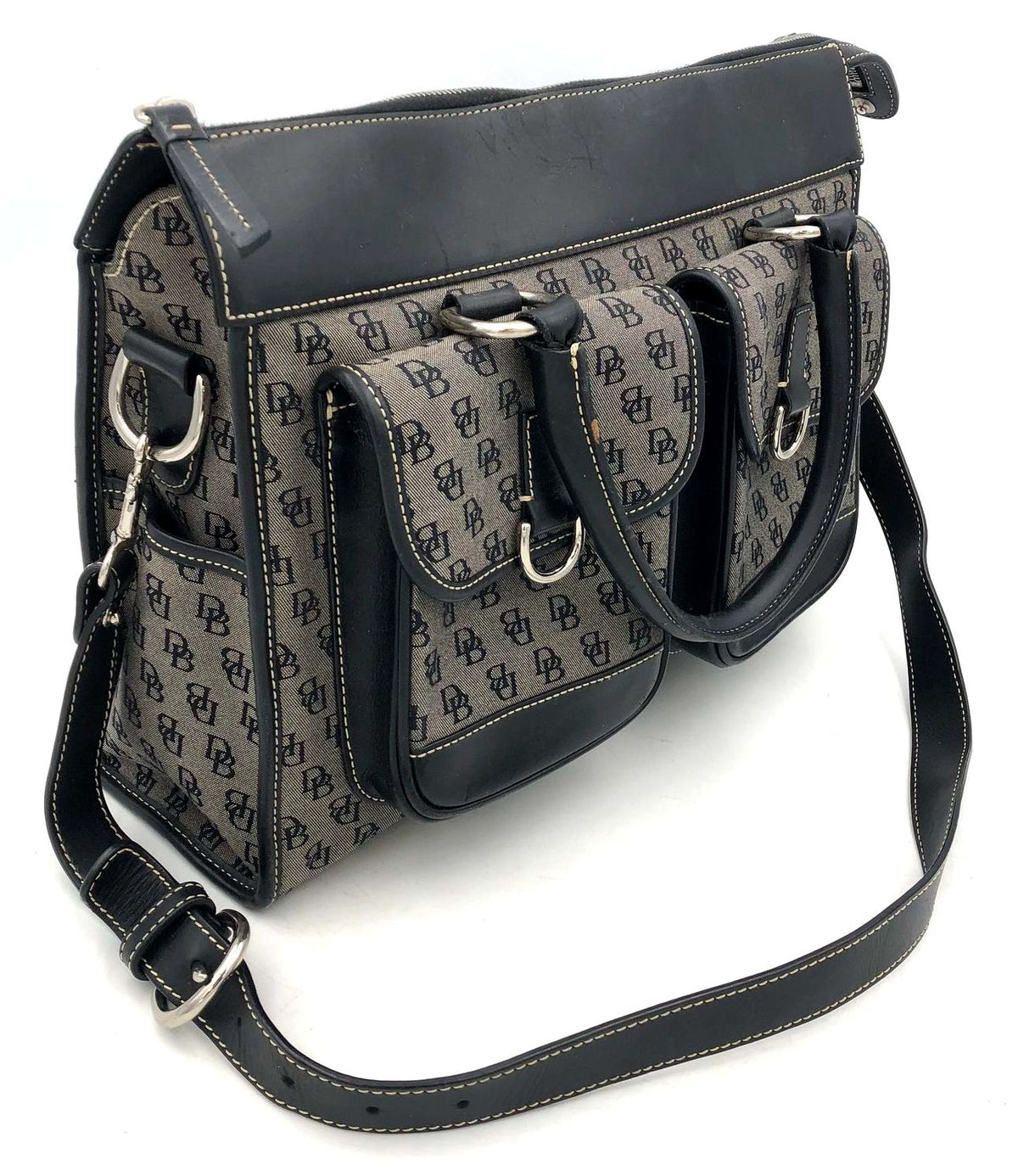 Vintage Authentic Dooney &amp; Bourke Gray Black Luxury Satchel Bag - COA Included