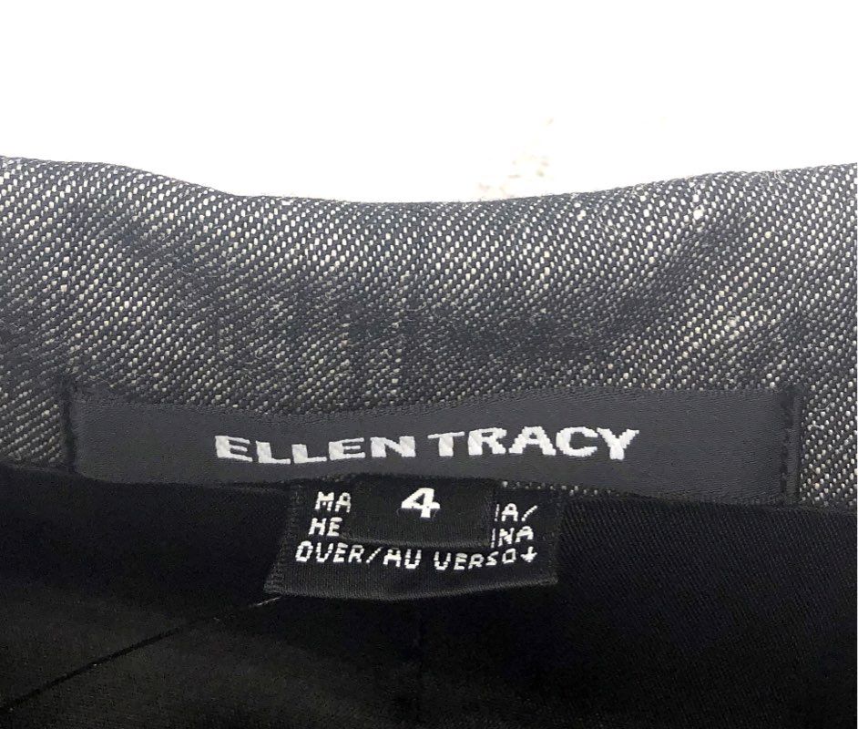 Ellen Tracy Women's Black Linen Blend Two-Button Blazer Jacket Sz 4 NWT