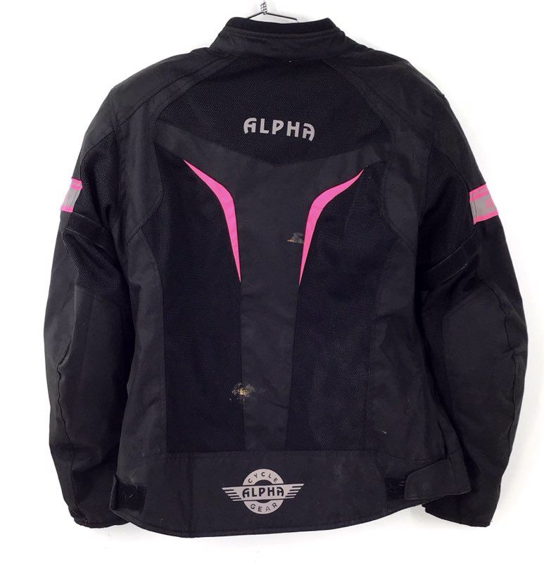 Alpha Cycle Gear Women's Black Pink Motorcycle Jacket - Size L