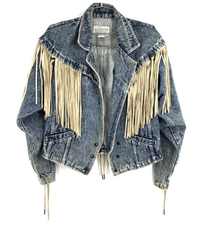 Learsi Women&#39;s Blue Fringe Denim Trucker Jacket - Size M