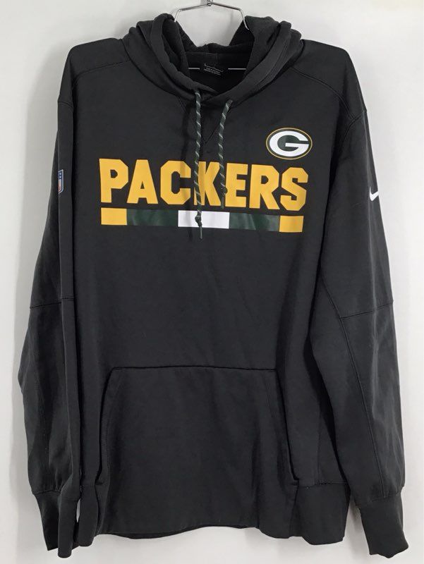 Nike Men&#39;s Black Green Bay Packers Football Pullover Hoodie - Size L