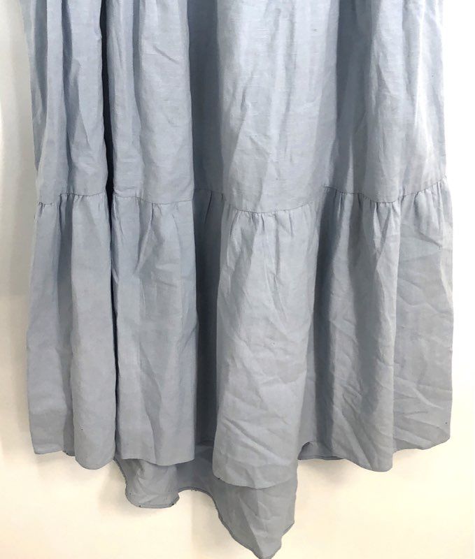 Minkpink Women's Azalea Midi Dress Sky Blue NWT Cotton Linen Smocked Sz M