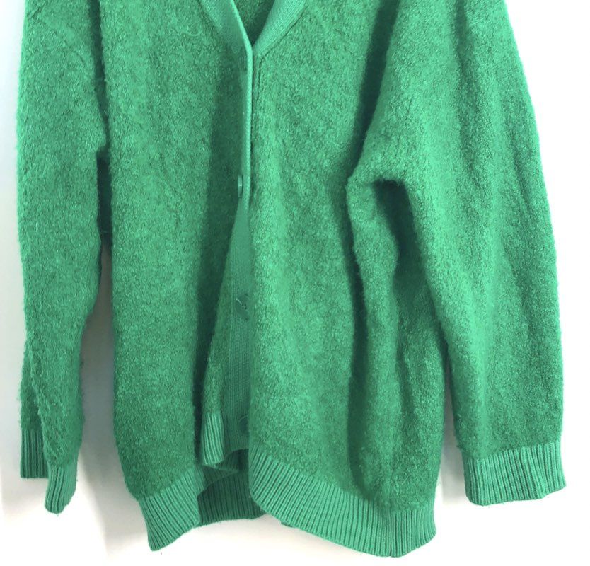 ASOS DESIGN Men's Green Textured Boucle Button Front Cardigan Size M