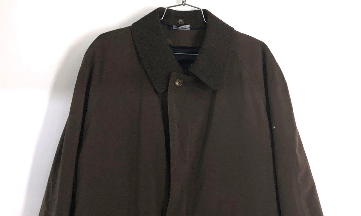 Vintage Y2K Ralph Lauren Men's Brown Belted Trench Coat Overcoat Sz 44R