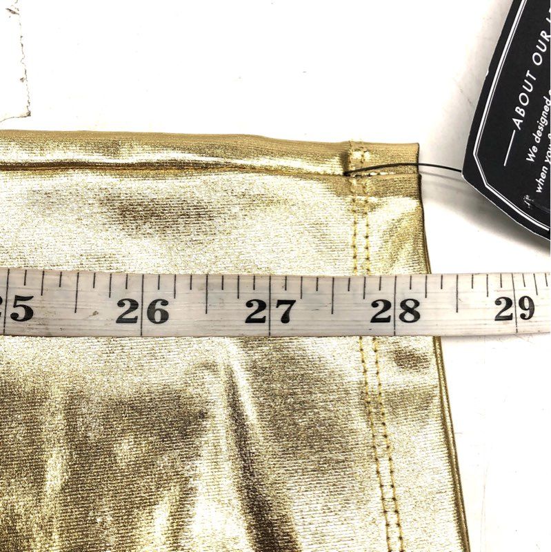 Nicoblu Women's Gold Metallic Shiny High Waist Tights Leggings Sz XS NWT