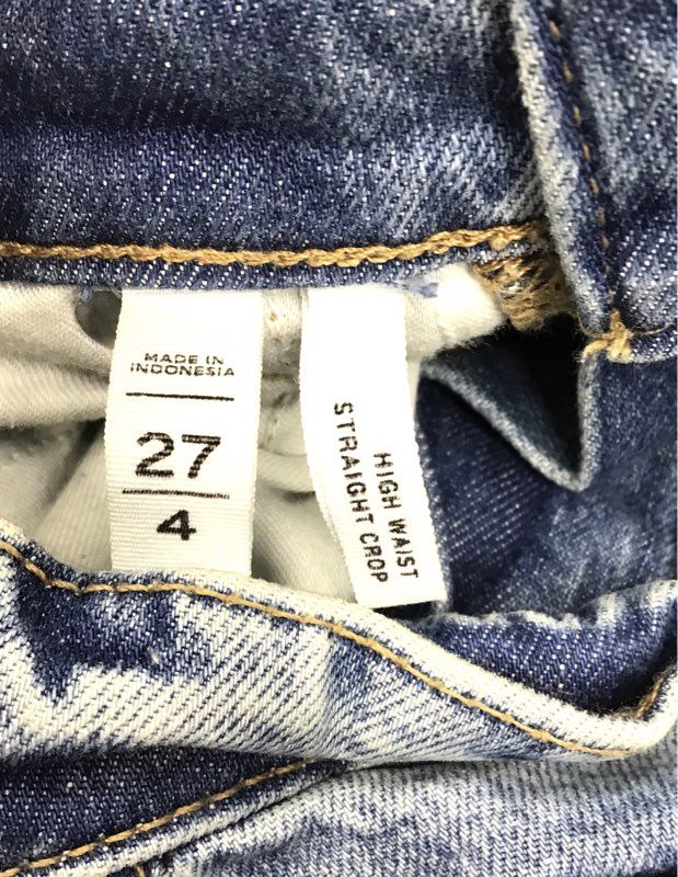LOFT Women's Blue High Waist Straight Crop Distressed Jeans Size 27 4