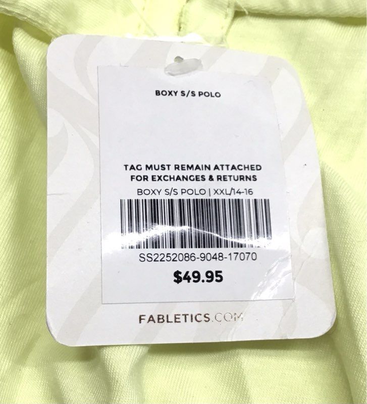 Fabletics Women's Boxy Short Sleeve Polo Shirt Yellow Cotton Blend NWT Sz XXL