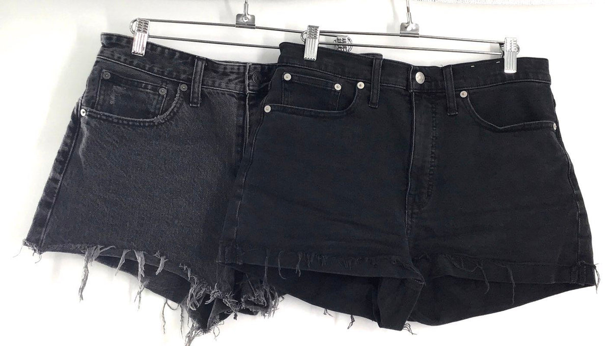 Madewell Women's High-Rise Denim Shorts Lot of 2 Black Gray Raw Hem Sz 28