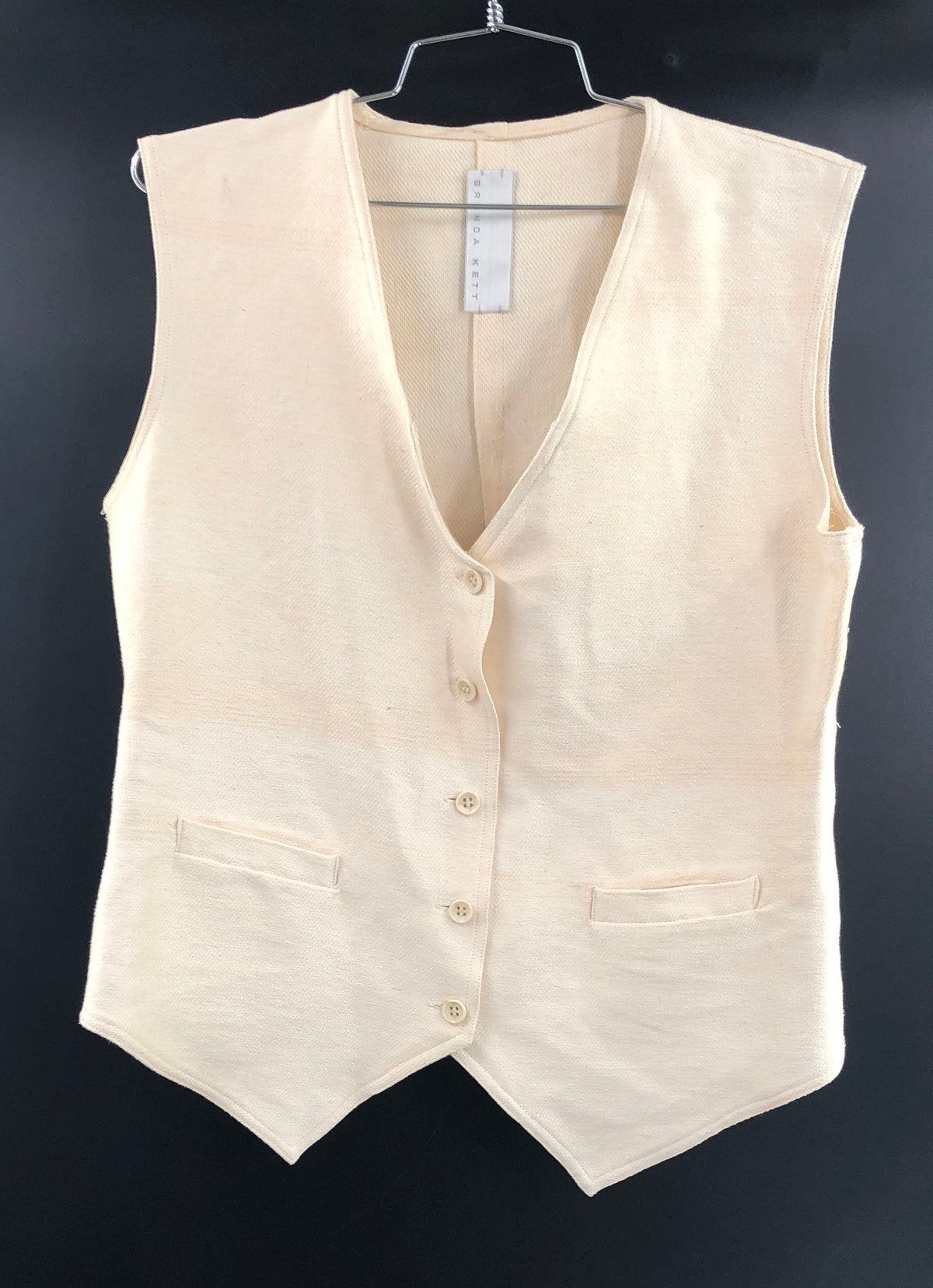 Brenda Kett Women's Ivory Cream Textured Five Button Waistcoat Vest