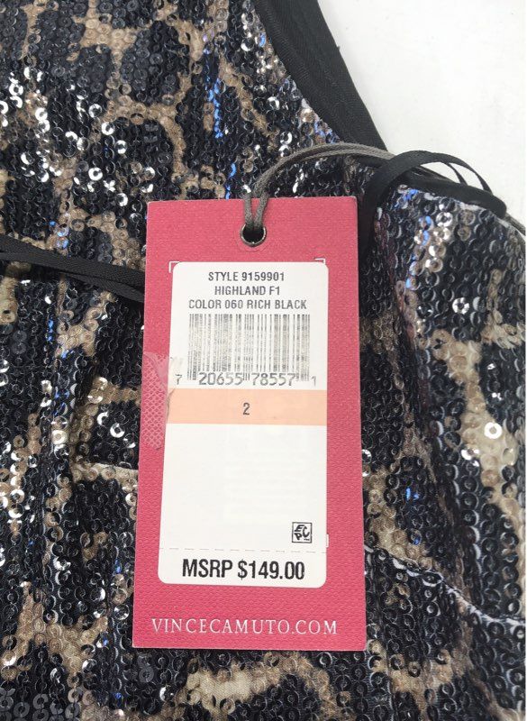 Vince Camuto Women's Highland F1 Leopard Sequin Sheath Dress Size 2 NWT