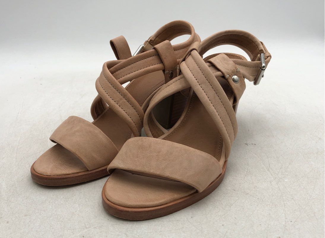 Frye Women&#39;s Beige Open Toe Block Heel Criss Cross Strappy Sandals - Size 6.5 M