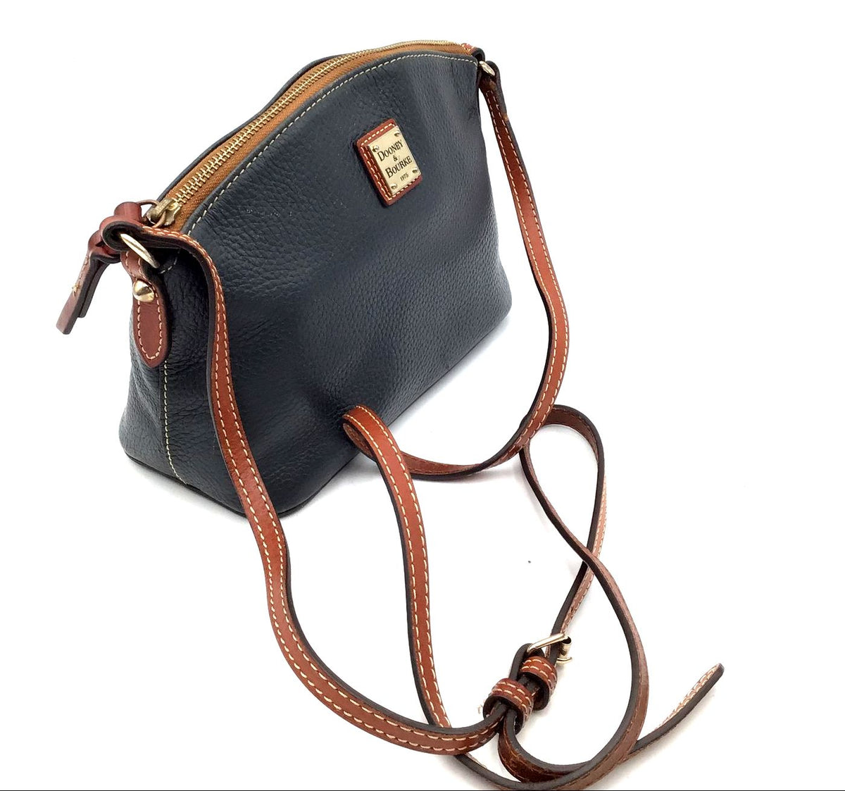 Authentic Dooney &amp; Bourke Dark Gray Brown Luxury Crossbody Bag - COA Included