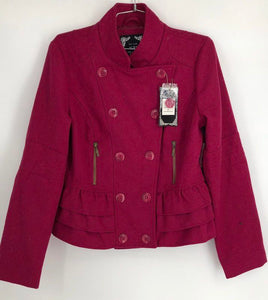 NWT New York Yoki Collection Women's Pink Double-Breasted Pea Coat - Size M