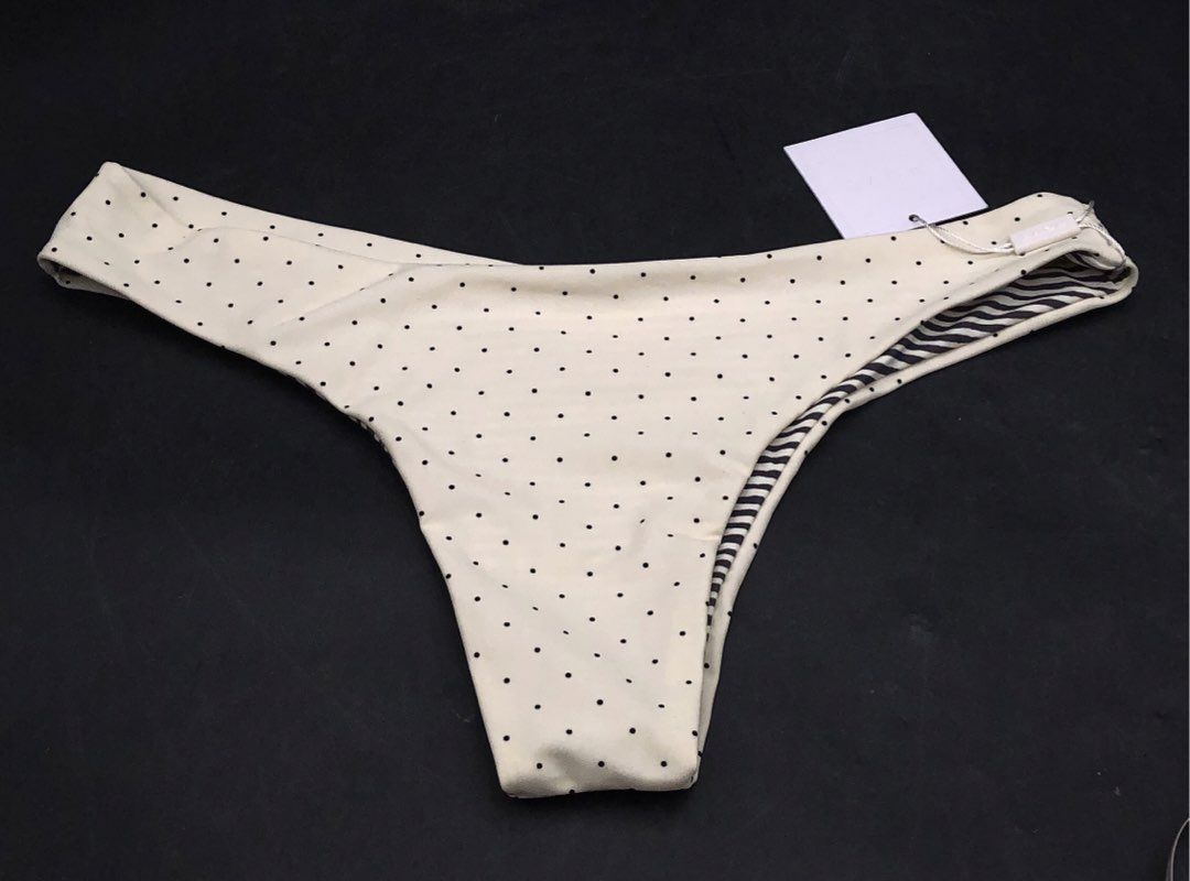 ROVE Women's Aiden Bikini Bottom Selita Polka Ivory Black Polka Dot NWT Sz L