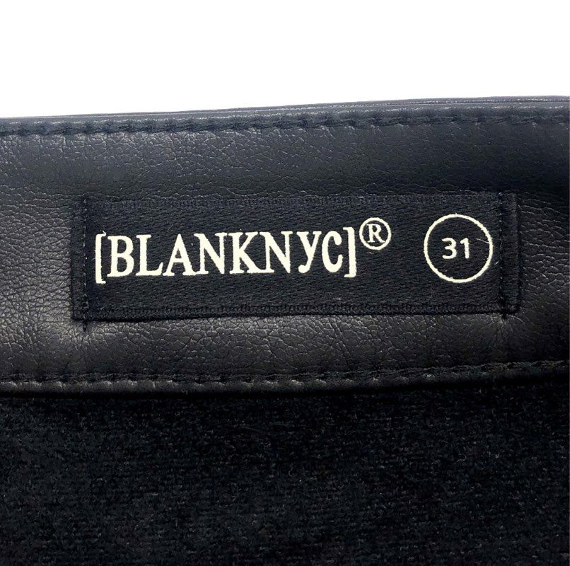 [BLANKNYC] Women's Black Mixed Media Faux Leather Denim Mini Skirt Raw Hem Sz 31