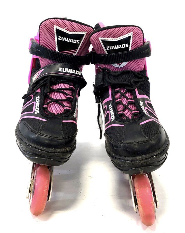 Zuwads 4-Size Adjustable Inline Skates Rollerblades Black Pink Womens