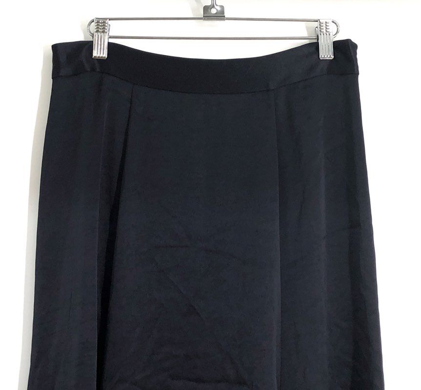 Elie Tahari Women's Navy Blue Triacetate Blend A-Line Midi Skirt Sz 6