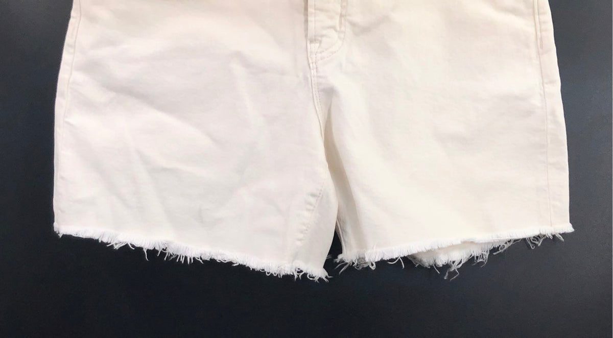Madewell Women's The Perfect Mid-Length Jean Shorts White Denim Raw Hem Sz 26