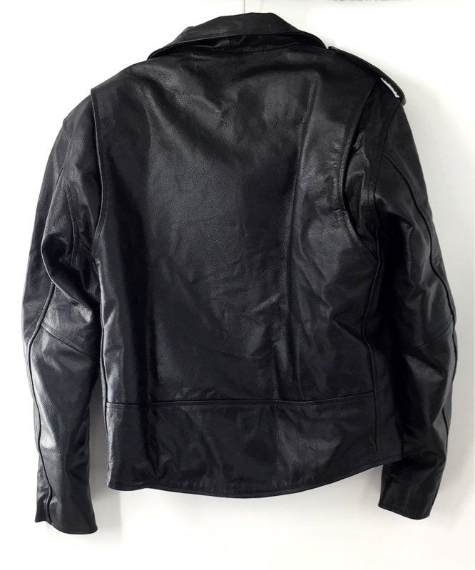 HWK Men's Leather Motorcycle Biker Jacket Black Asymmetrical Zip Size L