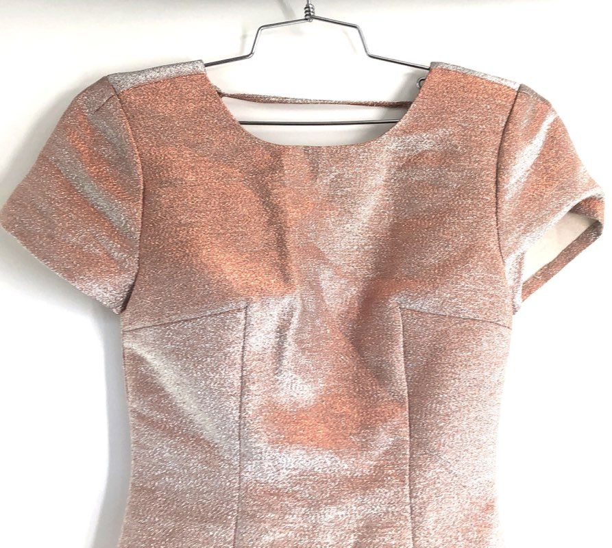 Express Women's Rose Gold Metallic V-Back Party Cocktail Dress Size 0