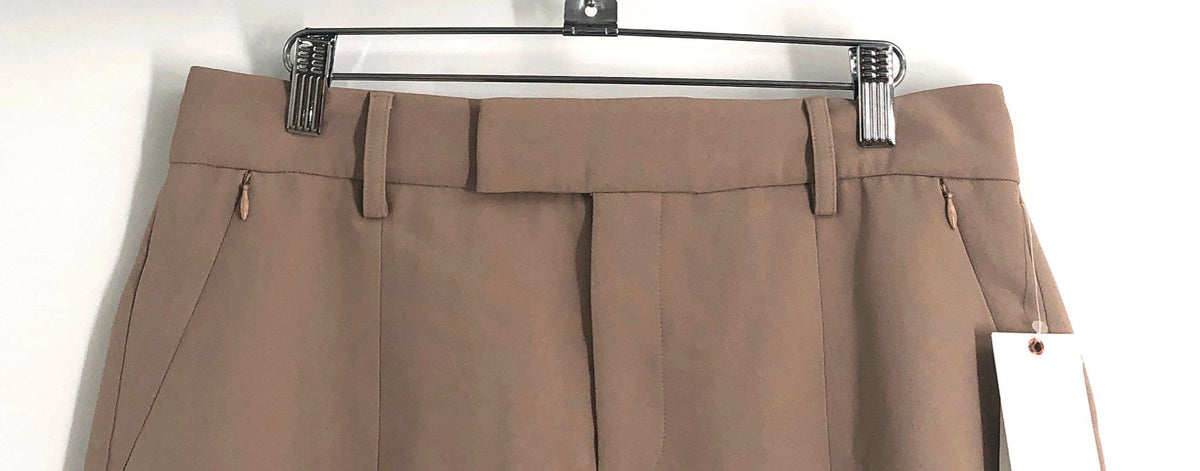 Good American Women's Mineral Beige Mini Skirt Tailored Zip Pockets Sz 0 NWT