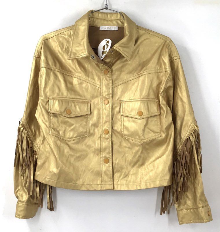 NWT Karlie Women's Gold Fringe Jacket - Size S