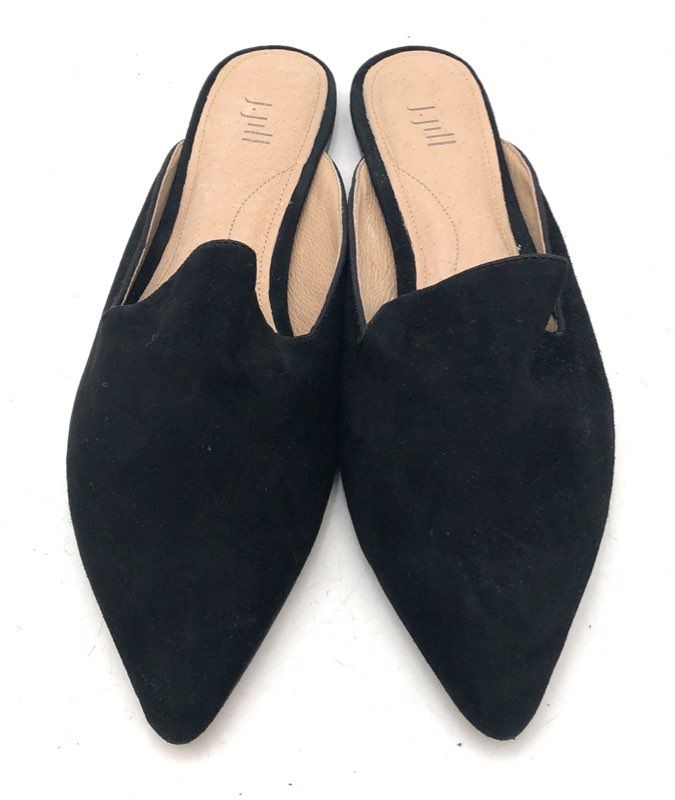 J. Jill Black Suede Pointed Toe Mules Slip On Loafers Women's Size 6.5