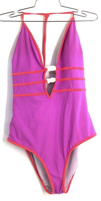 Cupshe Women's Purple Orange One Piece Swimsuit Cutout Deep V-Neck Sz XL NWT