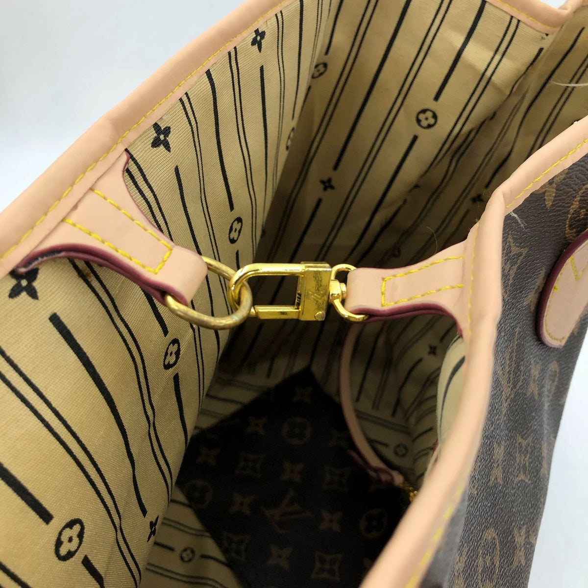 Louis Vuitton inspired Brown Monogram Neverfull MM Tote Bag with Removable Pouch
