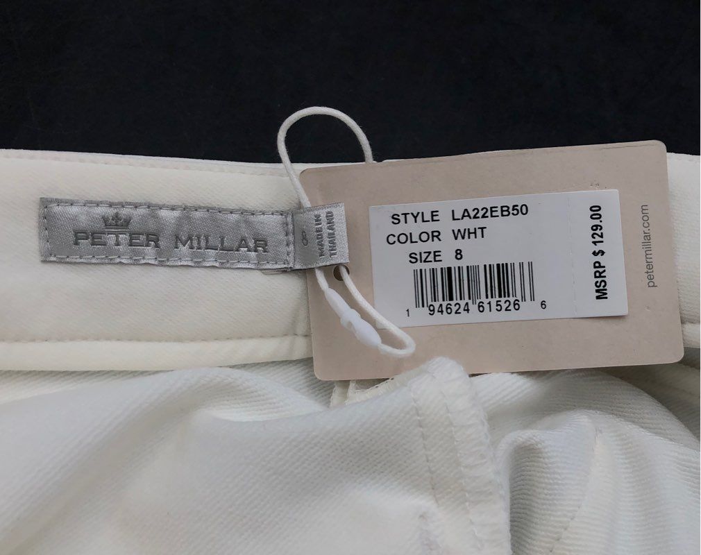 Peter Millar Women's White Pull-On Trousers Stretch Pants NWT Sz 8
